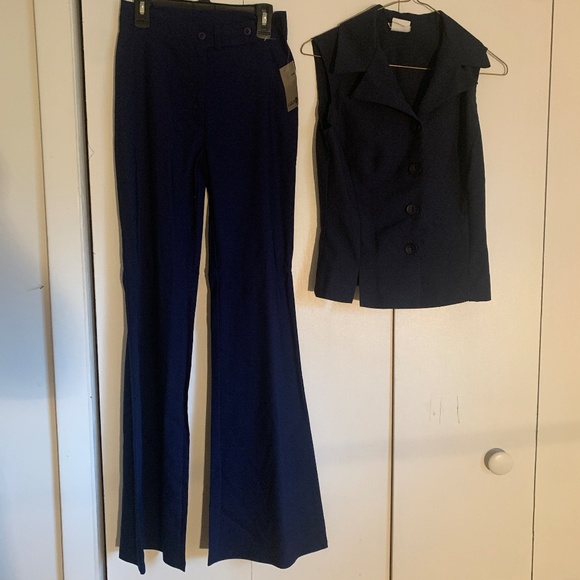 Vintage LULY K Navy Flaired Slacks NWT & Rave City Vest Top - Made in USA - Picture 1 of 16